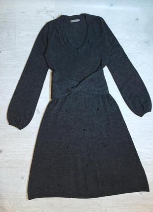 Шикарное универсальное шерстяное трикотажное платье с камнями сваровски2 фото