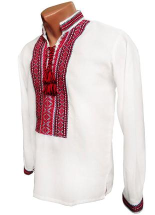 Украинская рубашка с вышивкой для мальчика подростка с воротничком стойкой