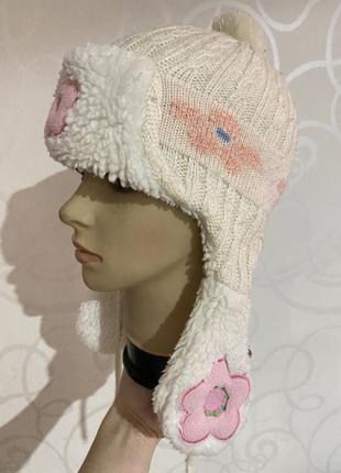 Детская тёплая зимняя шапка ушанка для девочки6 фото