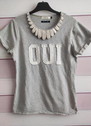 Комбинированная футболка с декором