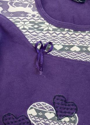Кофта кофточка реглан верх от пижамы фиолетовая фіолетова ah sahin с узорами сердцем сердечком2 фото