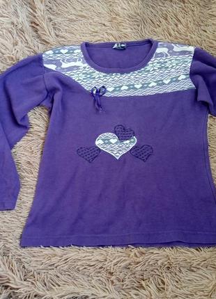 Кофта кофточка реглан верх від піжами фіолетова фіолетова ah sahin з візерунками серцем сердечком