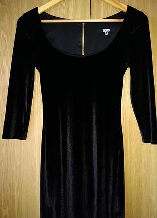 Нарядное бархатное платье asos, р.xs-s