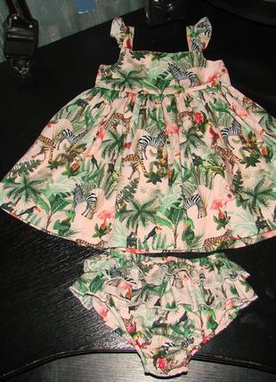 Шикарный комплект платье+трусики tu 9-12(до 18 )как новый! 100% коттон