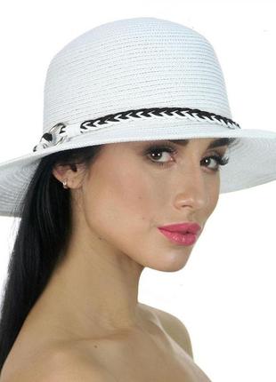 Жіноча літнє капелюх з середнім полем - 151-02.01 білий+чорний