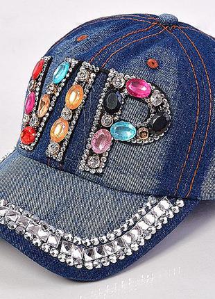 Бейсболка с камнями сваровски - 15011 тёмный