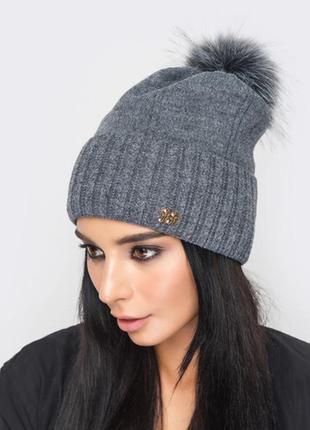 Женская шапка с широкой резинкой - 94315/5 светло-серый