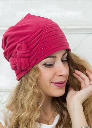 Польская женская шапка "людмила" - 215 гранат