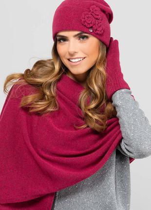 Женская шапка с отворотом kamea "гаваи" (hawaje) - 30 фуксия