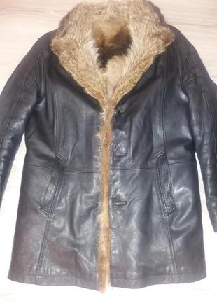 Дубльонка чоловіча шкіряна хутро вовк