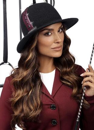 Элегантная польская шляпа "рунис" (runis) - 018 чёрный