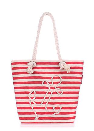 Текстильная пляжная сумка "якорь" - красный