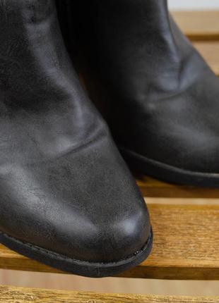 Primark красивые темно серые деми ботинки на блочном каблуке, полу сапоги (23 см)6 фото