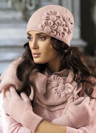Женская двойная шапка "ариадна" (ariadna) - розовый