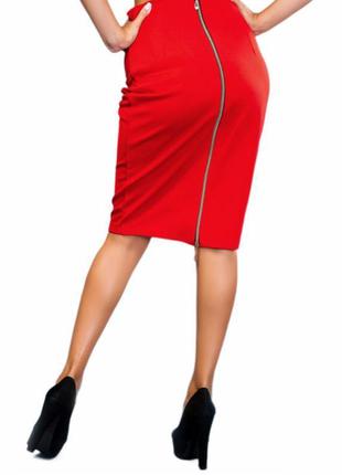 Красная юбка карандаш с молнией сзади2 фото