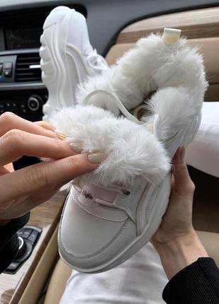 Buffalo london classic fur lined patent sneakers dollskill белые утепленные зимние рефлективные кроссовки с мехом баффало зимні білі кросівки7 фото