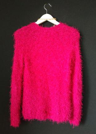 Яркий свитер травка малиновый фуксия удлиненный3 фото