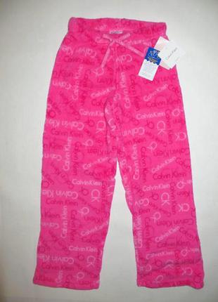 Мягкие плюшевые теплые домашние пижамные штаны calvin klein на девочку 7-8 лет2 фото