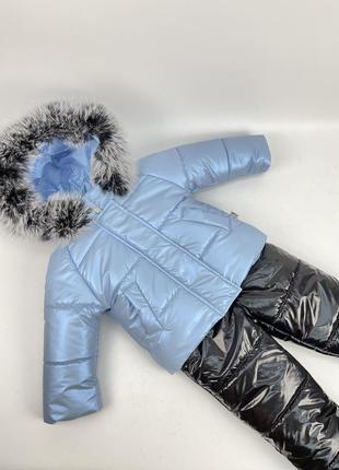 Зимовий комплект для дівчаток до -30 морозу на флісі з натуральним хутром5 фото