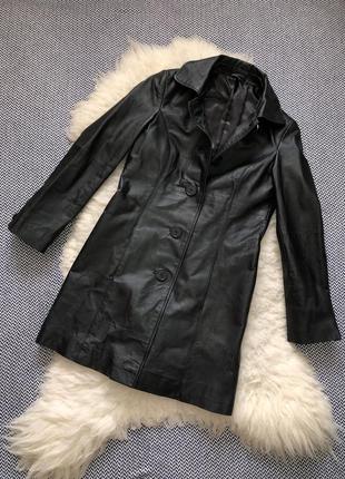 Плащ кожаный длинный пиджак пальто натуральная кожа блейзер