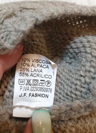 Джемпер свитер тауп с шифоновой вставкой на спинке альпака шерсть j.f. fashion10 фото