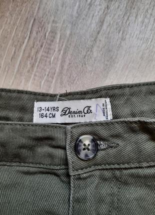 Юбка коттоновая джинсовая хаки защитный цвет denim co 13-14 лет2 фото
