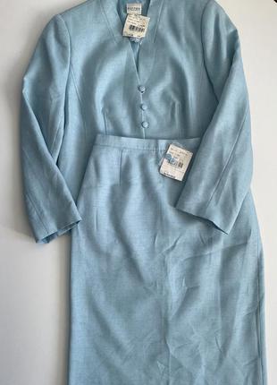 Мятный костюм двойка пиджак+юбка eastex бренд