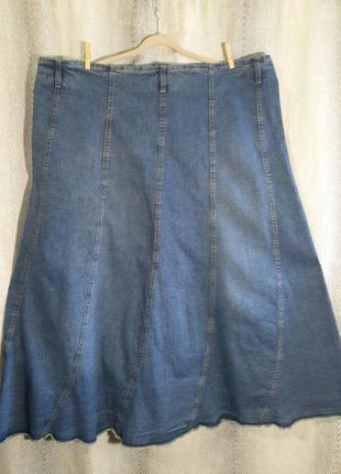 Жіноча джинсова спідниця довга великий розмір, батал5 фото