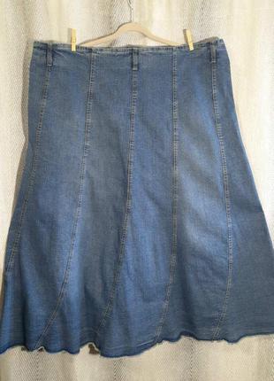 Жіноча джинсова спідниця довга великий розмір, батал