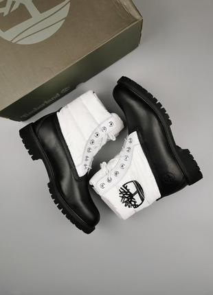 Черевики зимові timberland premium 6 in quilt boot black/white a2by4 оригінал4 фото