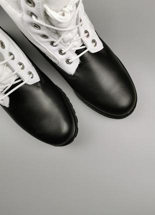 Черевики зимові timberland premium 6 in quilt boot black/white a2by4 оригінал5 фото