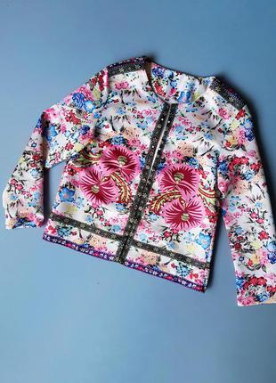 Тонкий пиджак накидка в цветочный принт1 фото