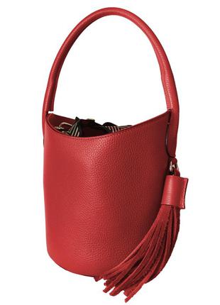 Женская сумка ведро кожа италия3 фото