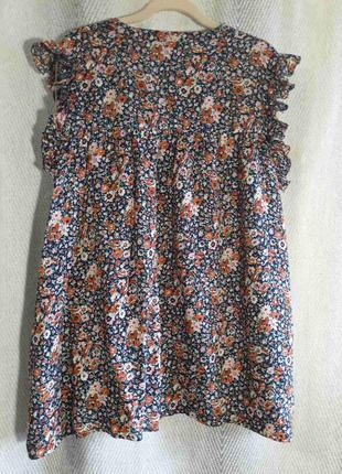 Женская блуза 100% модал, штапель летняя легкая блузка в мелкий цветок, большой размер, батал.7 фото
