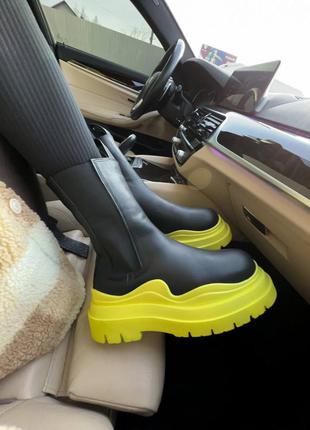 Зимові черевики bottega veneta Hiking yellow premium на хутрі