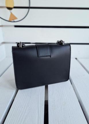 Стильная черная мини сумочка из натуральной кожи жіноча крута чорна компактна міні сумка із натуральної шкіри3 фото
