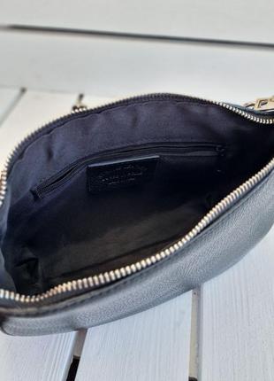 Стильна чорна італійська жіноча сумочка🇮🇹 з натуральної шкіри❤️жіноча чорна модна сумка з ланцюгом з натуральної шкіри5 фото