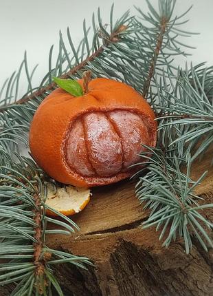 Новорічна свічка мандаринка, мандарин, у формі мандарину