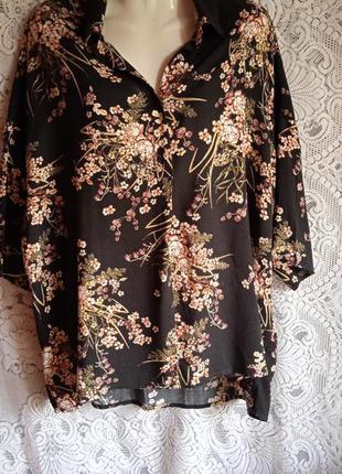 Модная блуза рубашка разлетайка штапель р 48-541 фото