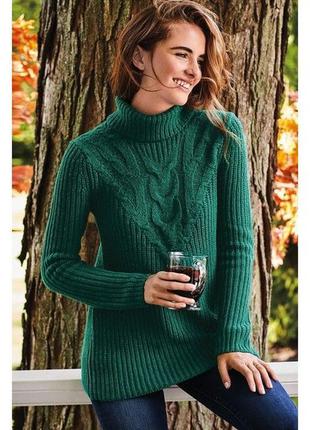 Свитер - теплый и уютный, р.хл, lands'end, tunic sweater, пог 60, хлопок/нейлон/шерсть