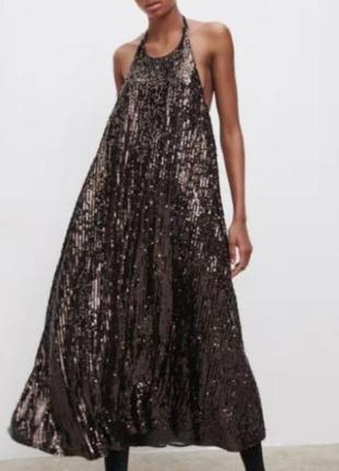 Шикарное  платье в пайетки zara