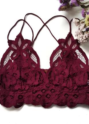 Топ кружевной бордовый без пуш-апа с тонкими бретельками