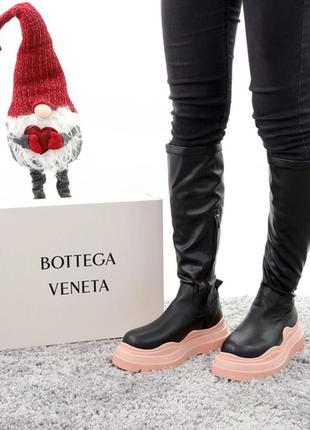 Жіночі високі зимні чоботи боттега bottega veneta high fur, жіночі чоботи9 фото