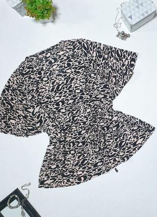 🖤 красива розкльошена блуза з талією на резинці. колір пудрово-рожевий в чорні плями