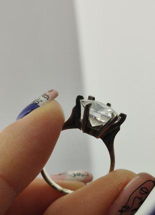 Срібне кільце з великим каменем, фианитом 16 розмір4 фото