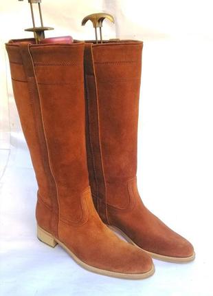 Замшеві руді чоботи cape італія кемел camel коричневі шкіра1 фото