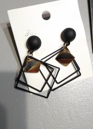 Сережки пуссети гвоздики з підвіскою геометричні