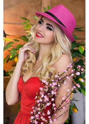 Летняя шляпа-федора «анджелика» - 1573 малиновый