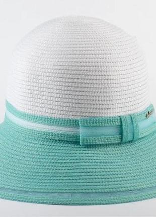 Летняя двухцветная шляпа тм del mare - 177-02.51 белый+мята2 фото