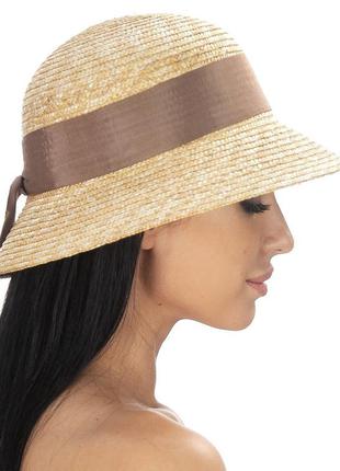 Соломенная шляпка с лентой тм del mare - 186-43.311 фото